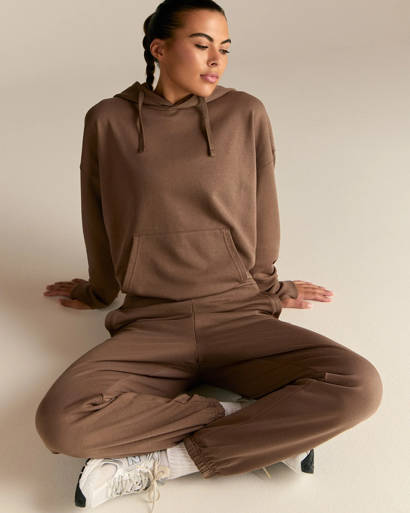 Comfort Cuffed Hem Joggers | Milk Chocolate - Image 2