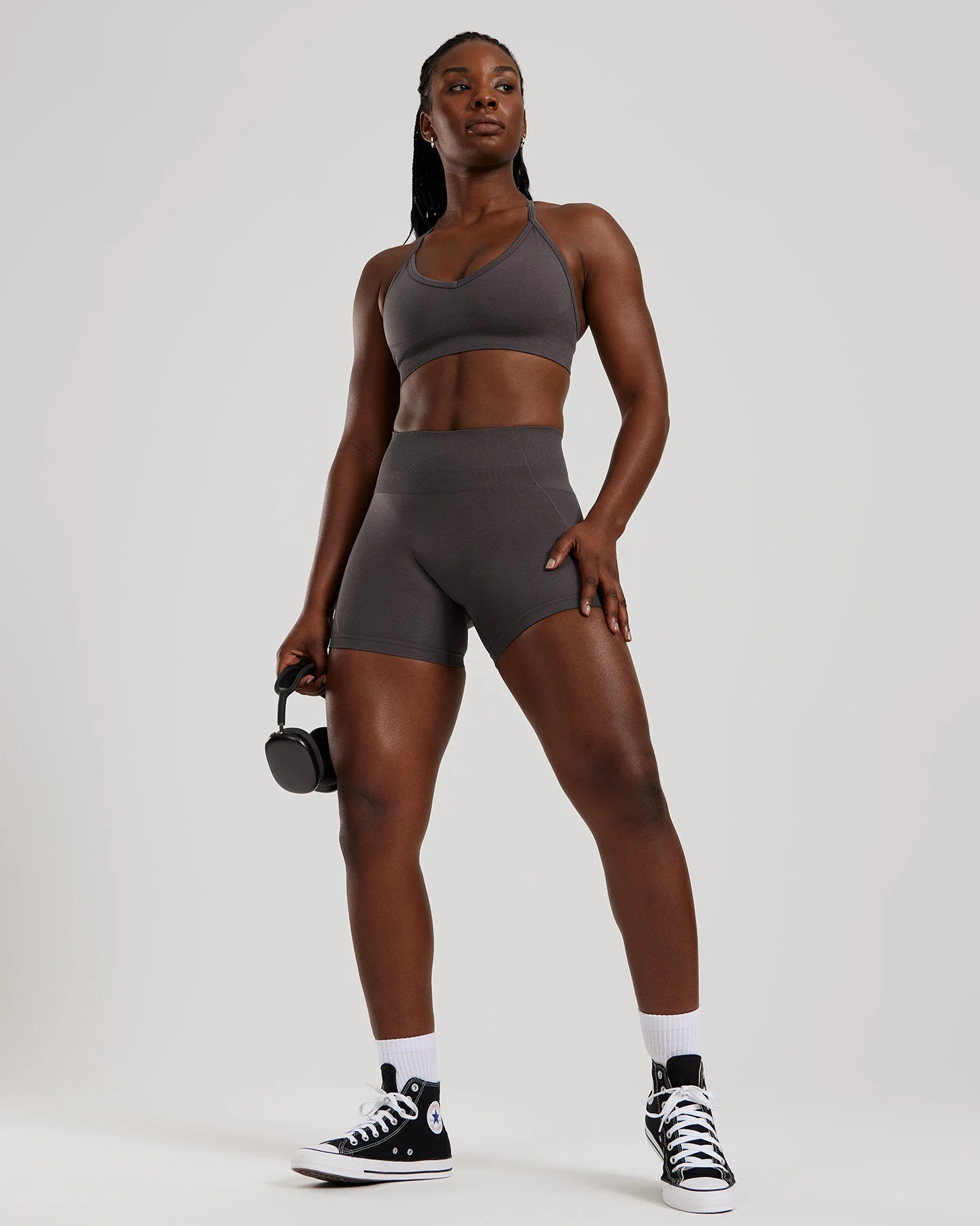 Define 2.0 High Waist Scrunch Shorts 4" | Graphite - Image 5