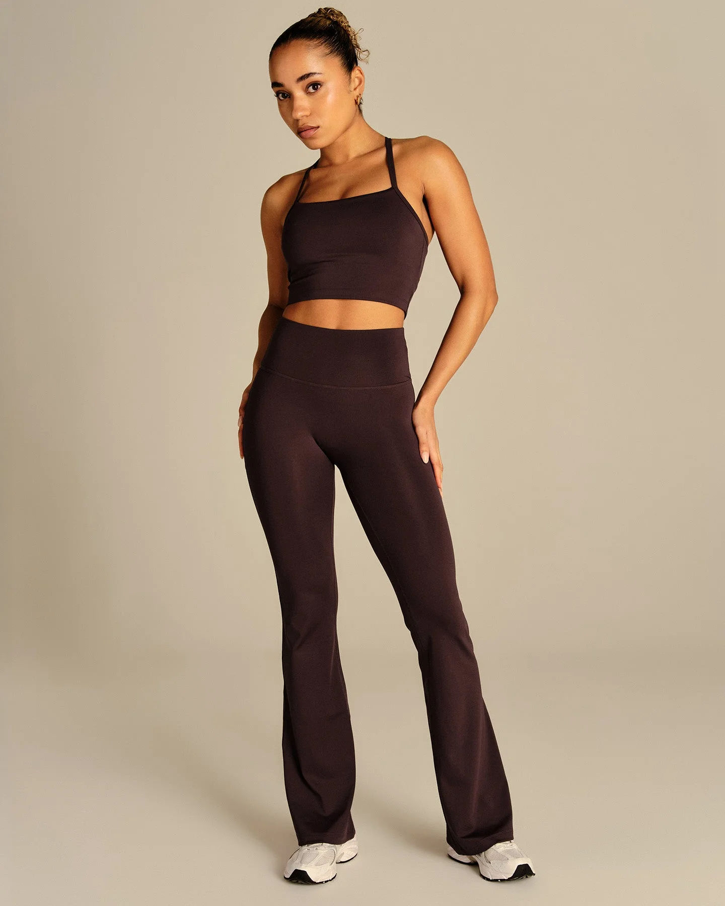 Essential High Waist Flared Leggings | Cafe Noir - Image 4