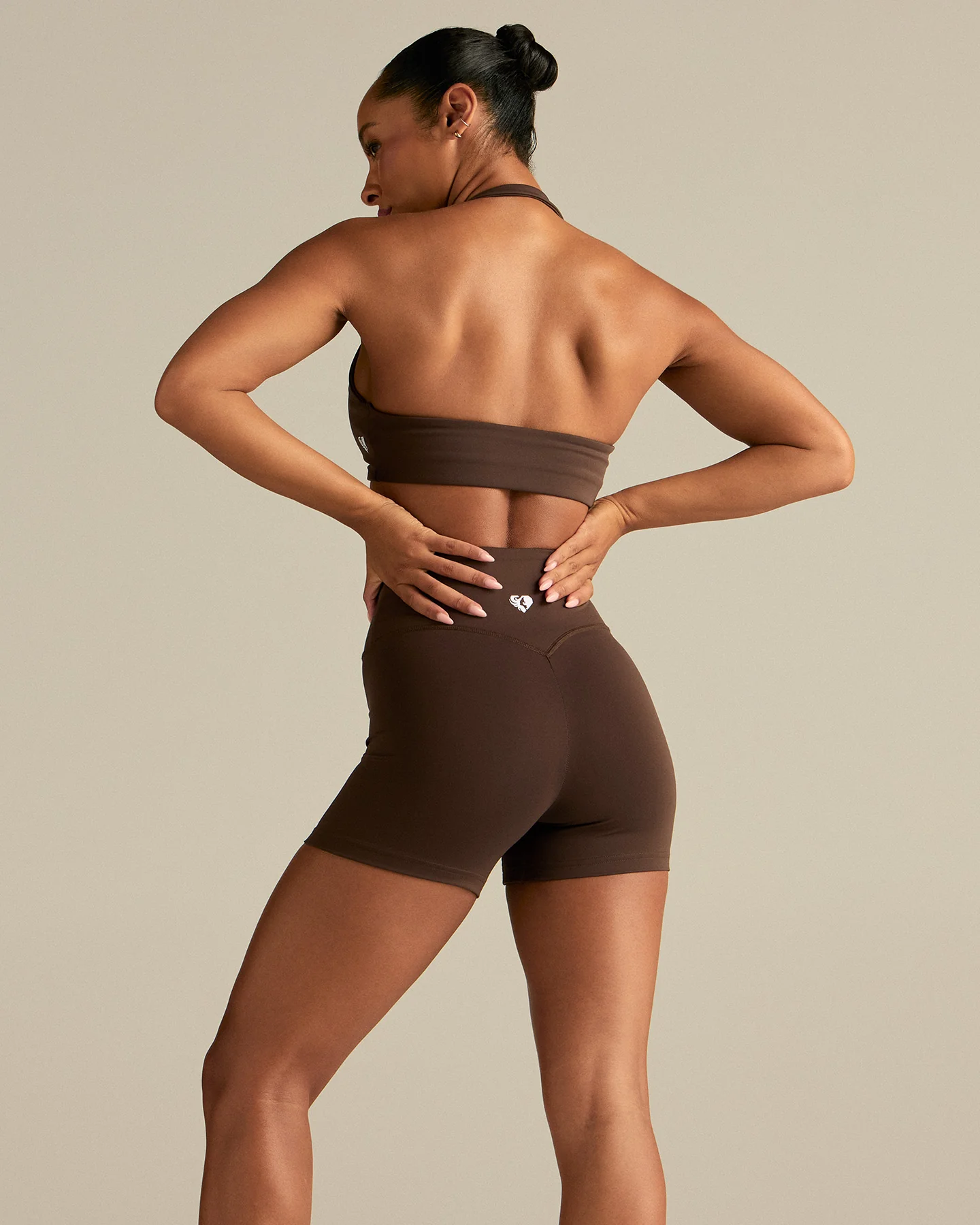 Essential Twist Front Halter Bra | Cocoa - Image 2