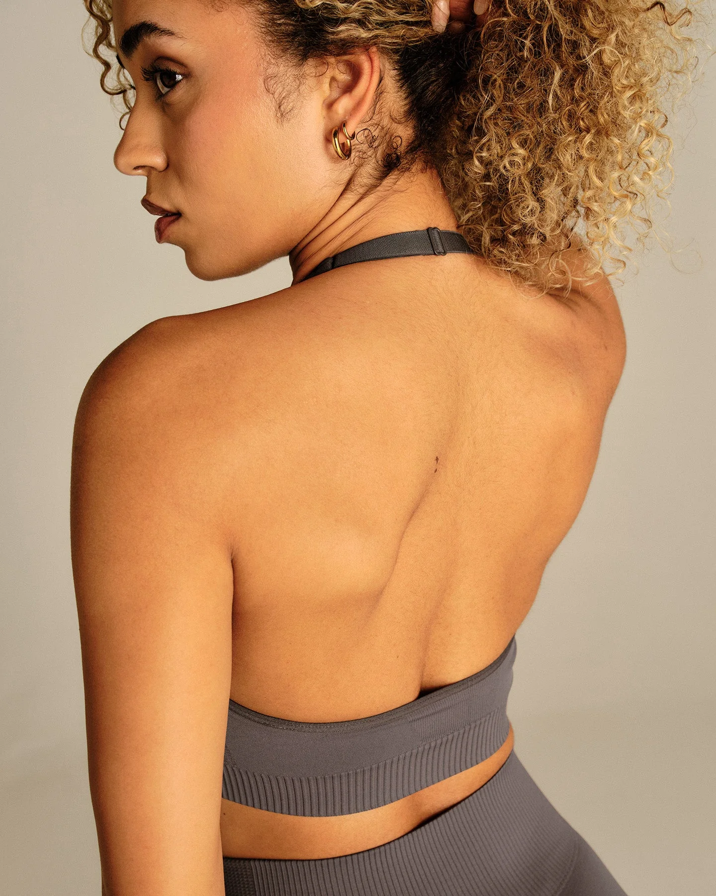 Power Halter Neck Bra | Slate Grey - Image 4