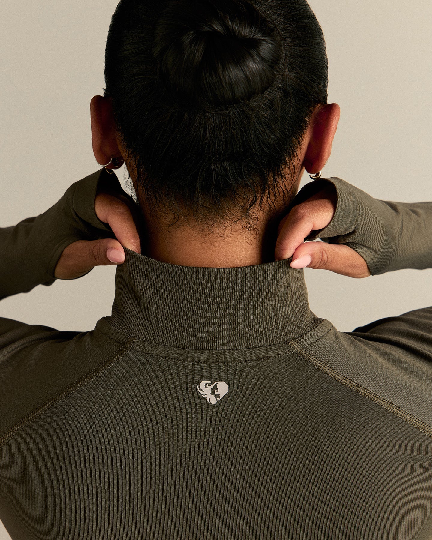 Lightweight Long Sleeve 1/4 Zip Top | Dark Olive - Image 2
