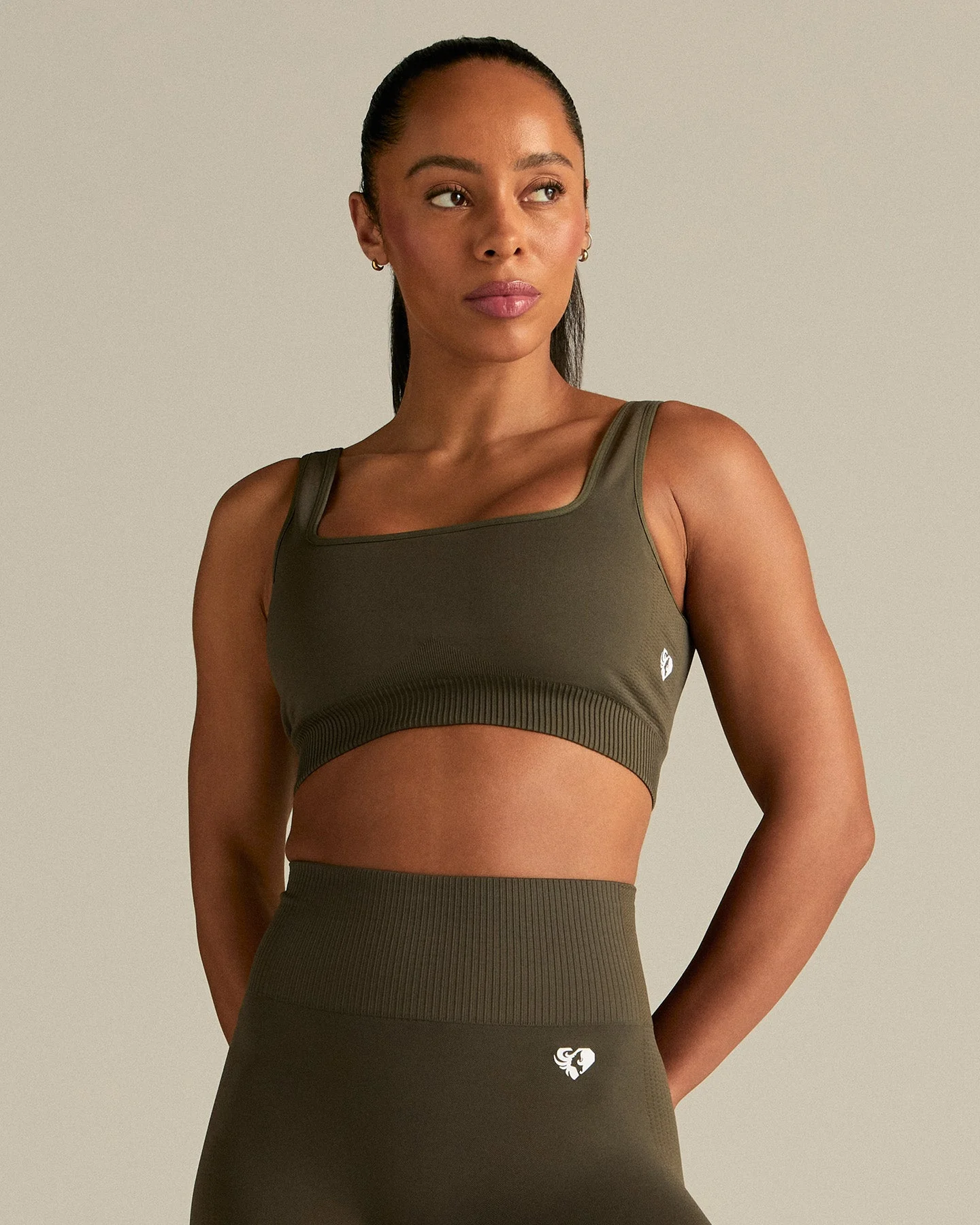 Power Open Back Mini Bra | Dark Olive