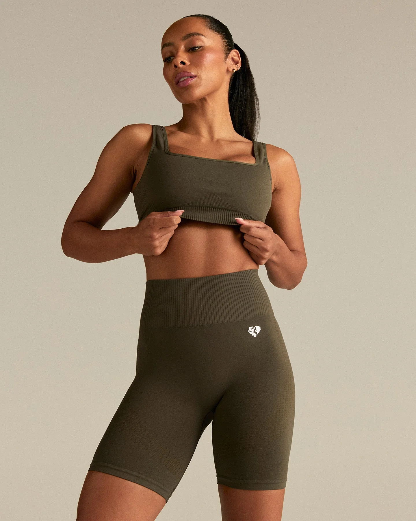 Power Open Back Mini Bra | Dark Olive - Image 6