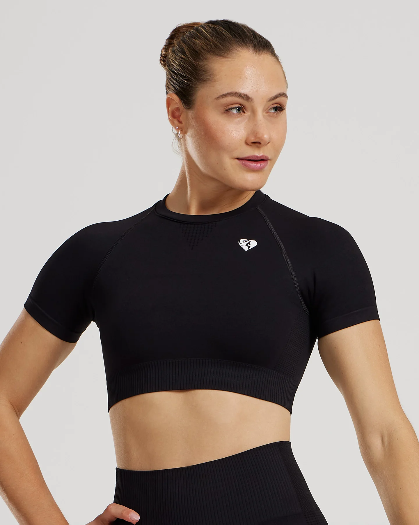 Power Short Sleeve Crop Top | Black